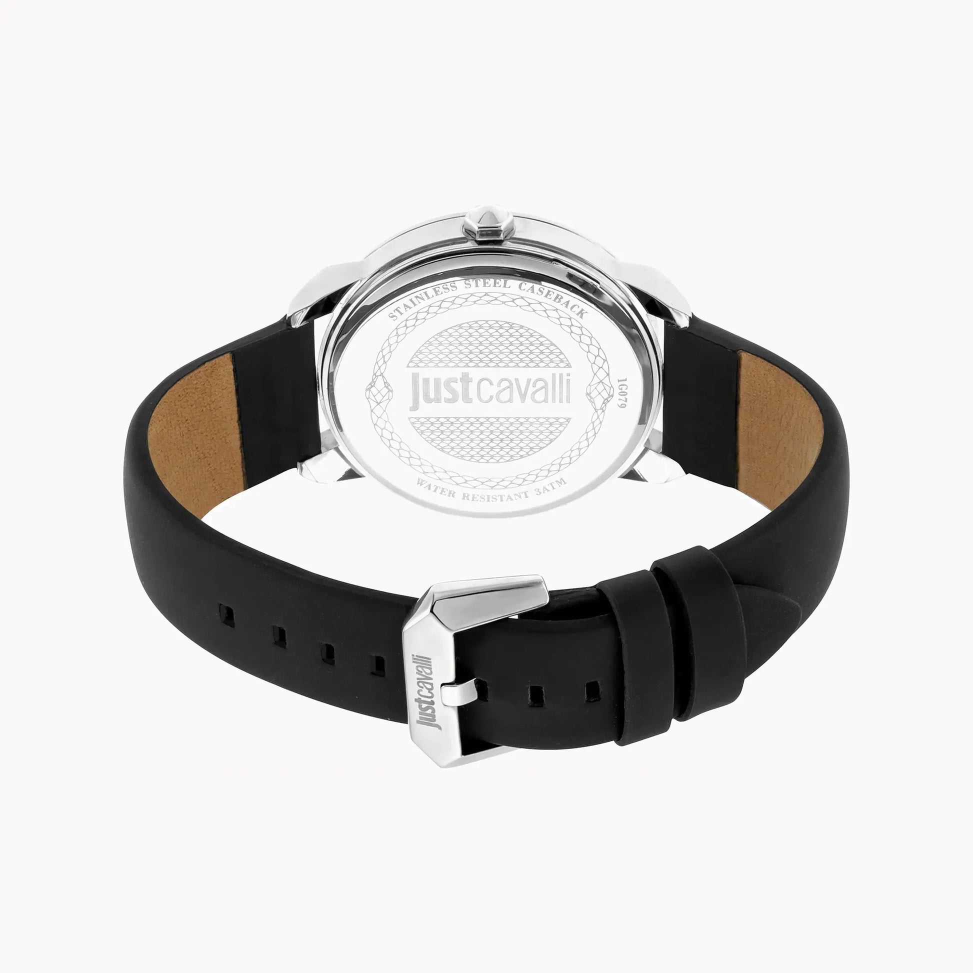 Just Cavalli Men's Silver Dial Watch, Black Leather Band | Jc1g079l0015 by JUST CAVALLI