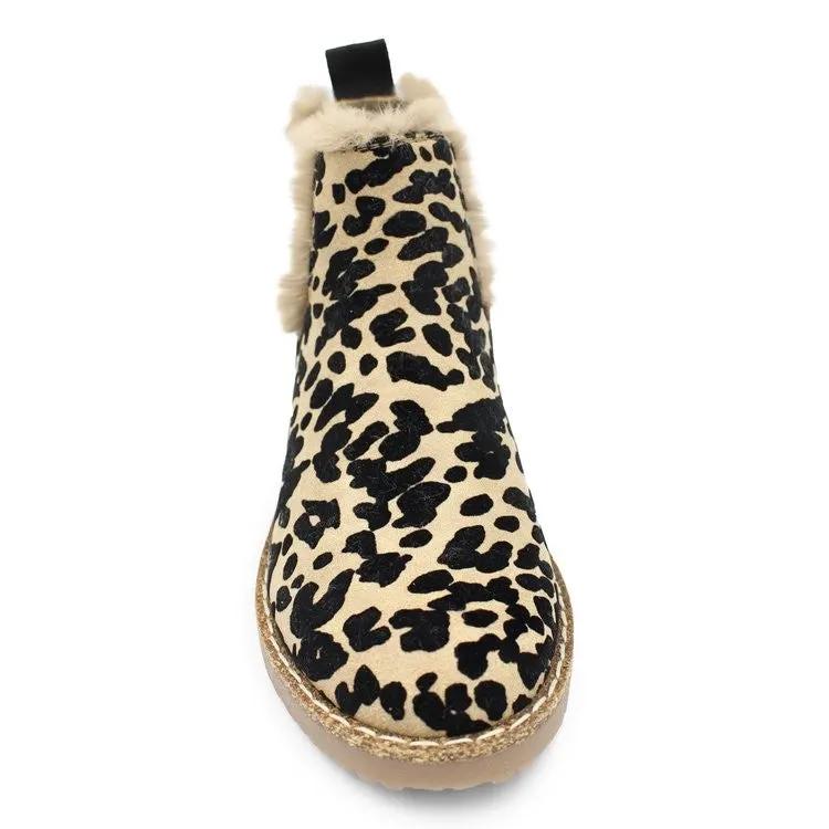 Leisure Warm Leopard Print Suede Boots Women by Maiden-Art