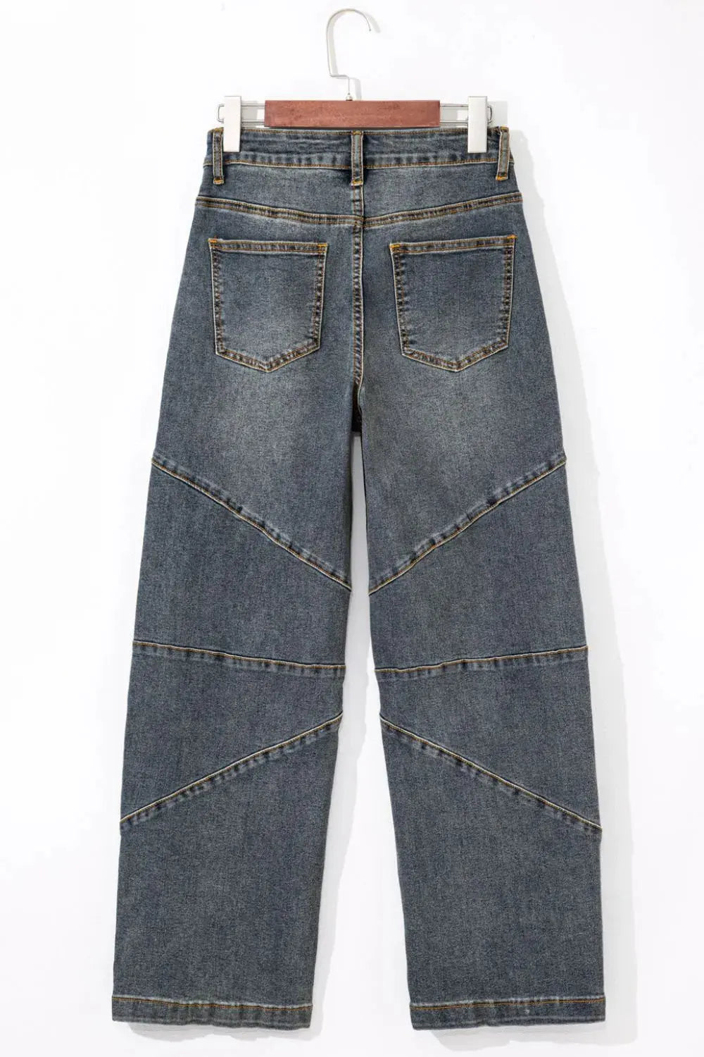 Exposed Stitching Loose Straight High Waist Jeans by Partner Label