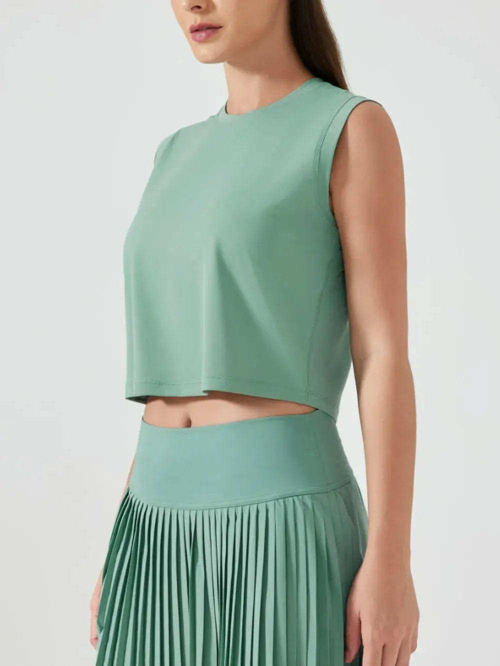 Millennia Round Neck Cropped Active Tank by Millennia