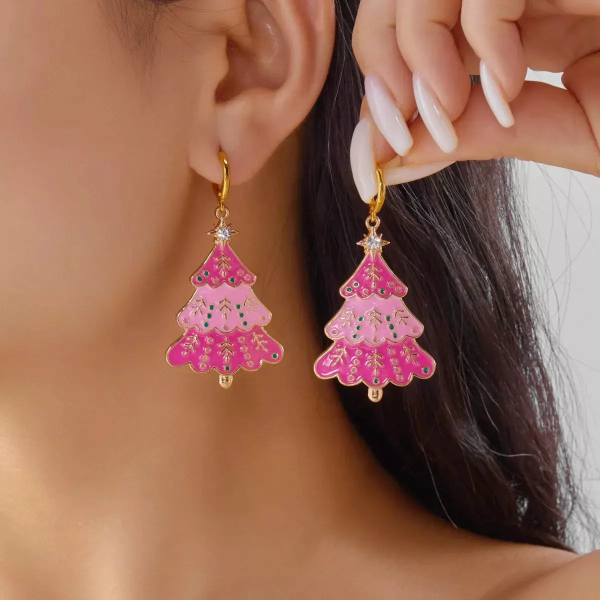 Christmas Tree Dangle Earrings by Partner Label