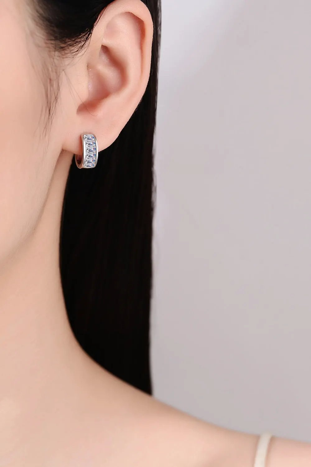 1.8 Carat Moissanite 925 Sterling Silver Huggie Earrings by Partner Label