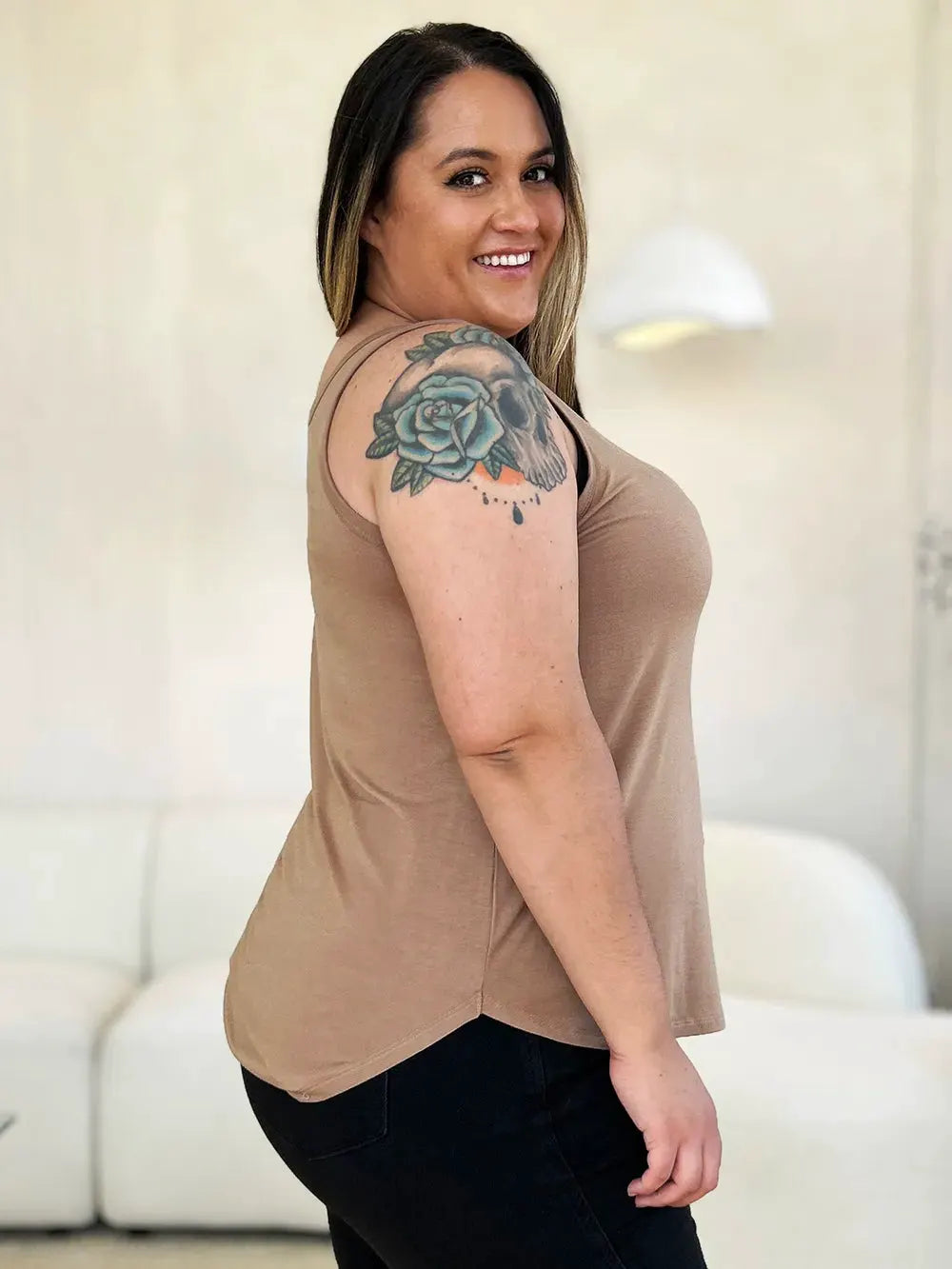 Basic Bae Full Size Round Neck Curved Hem Tank by Basic Bae
