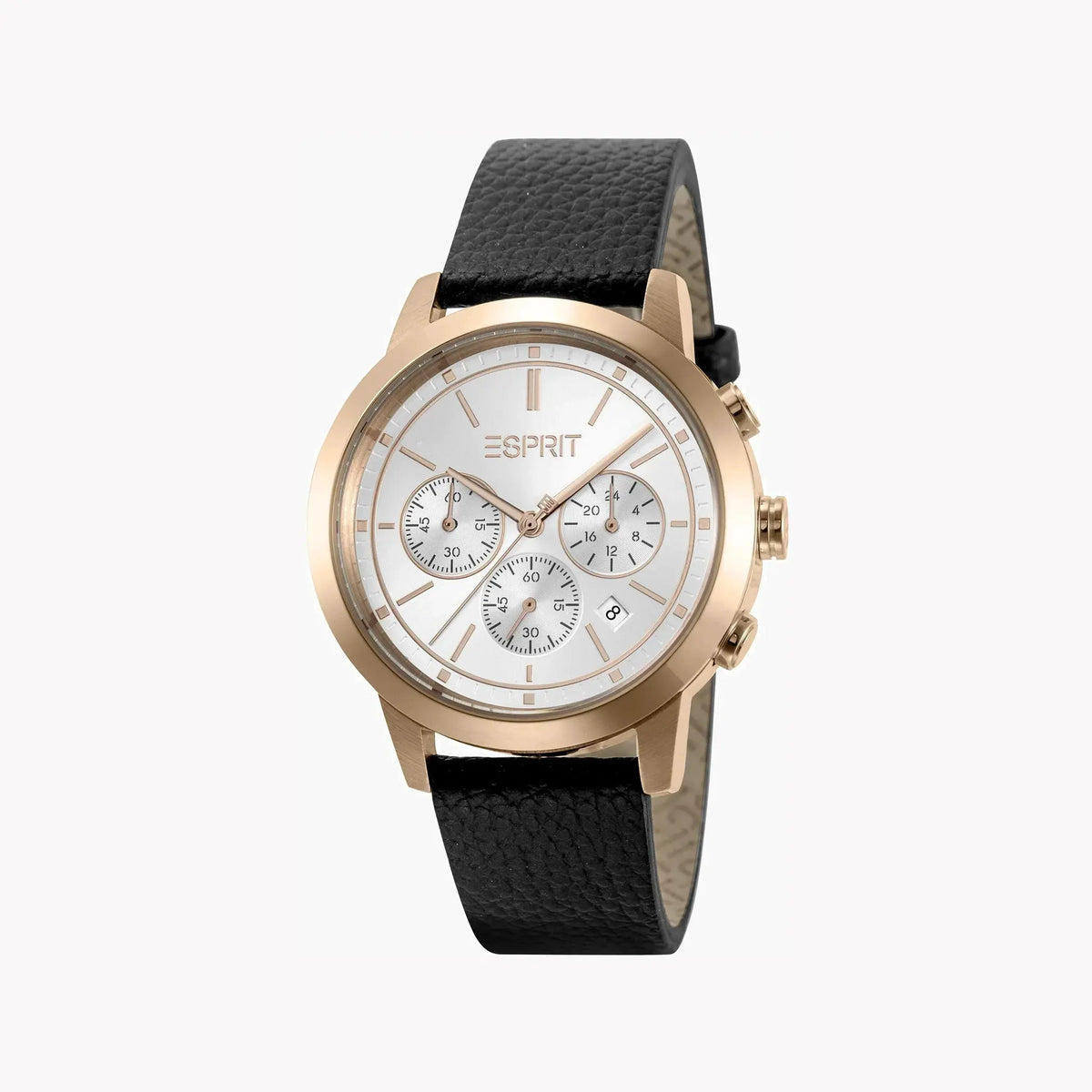 Esprit Men's Black Leather Watch, Silver Dial | ES1G306L0045 by ESPRIT