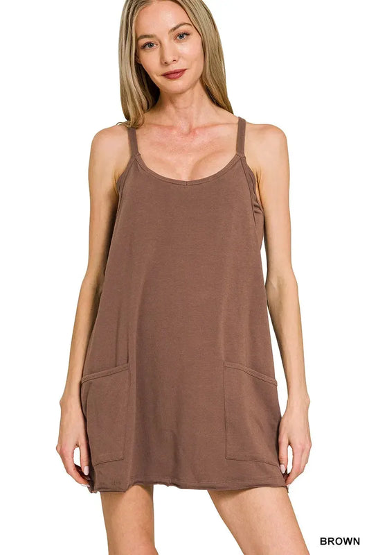 Zenana Cami Mini Dress with Built-in Romper Liner by Zenana