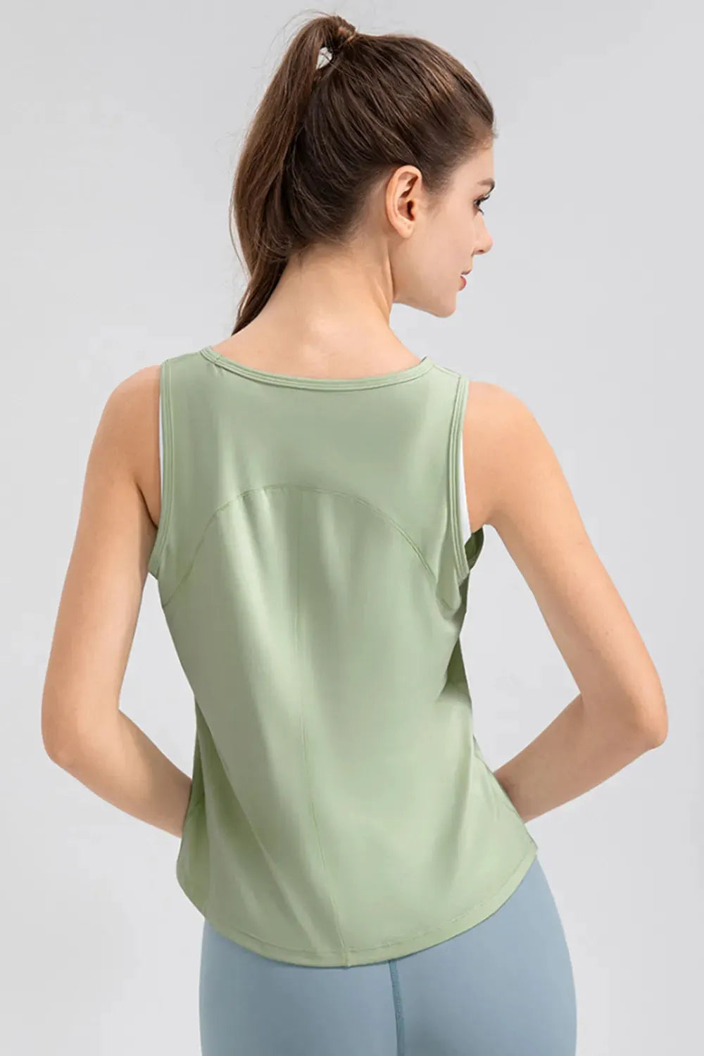 Wide Strap Round Neck Active Tank by Partner Label