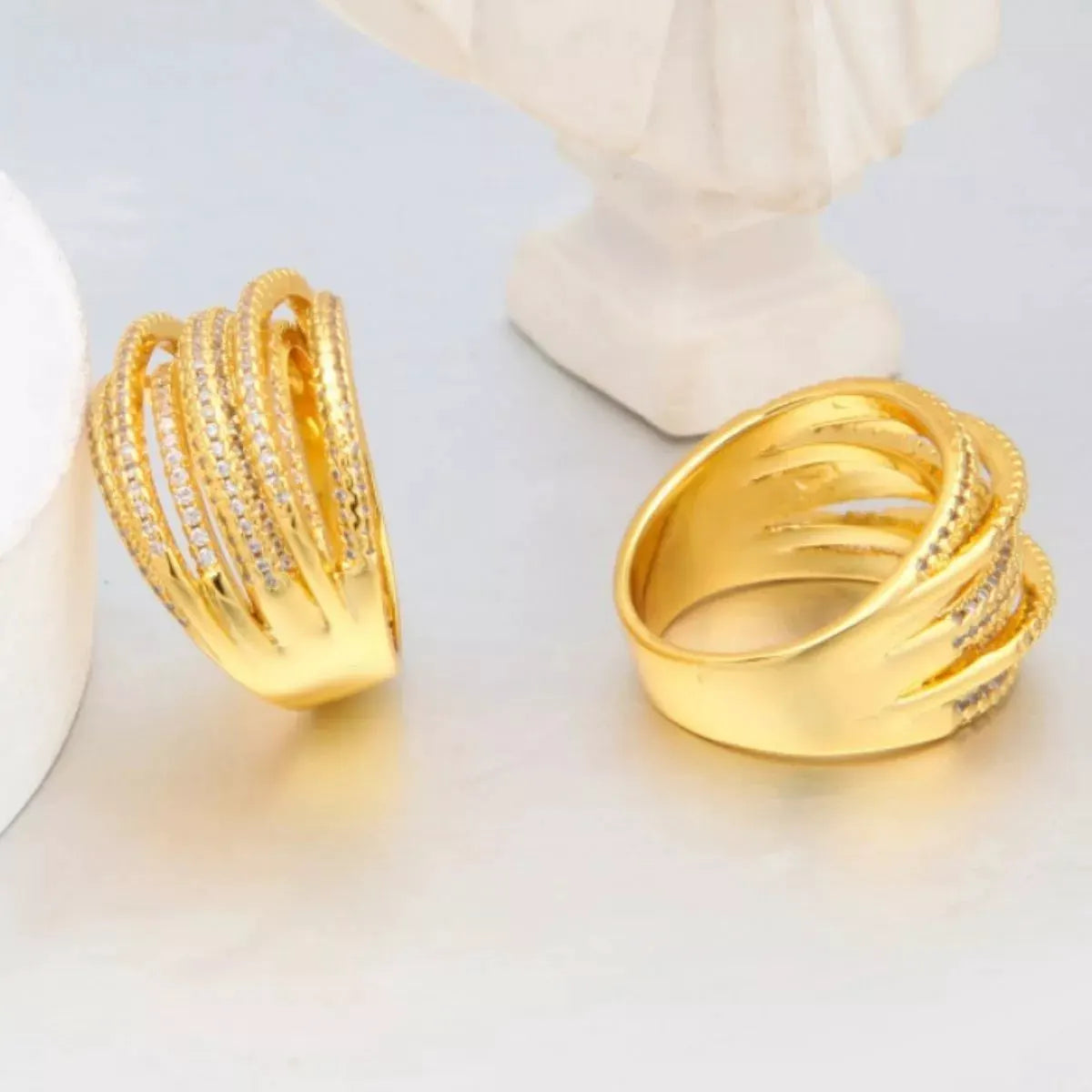 18K Gold-Plated Multi-Row Ring by Partner Label