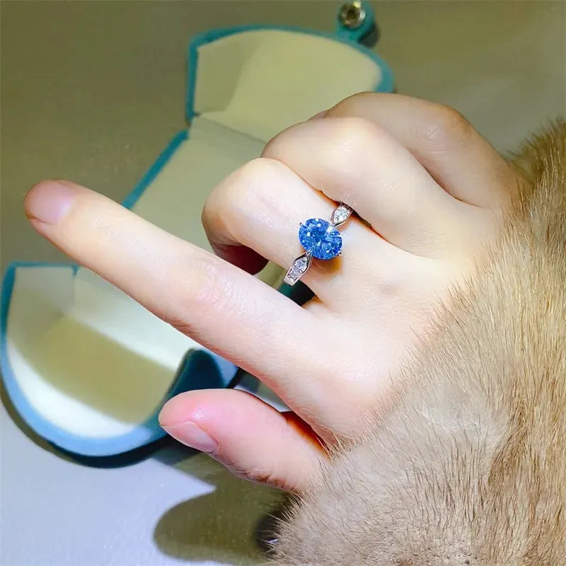 2 Carat Moissanite 925 Sterling Silver Ring by Partner Label