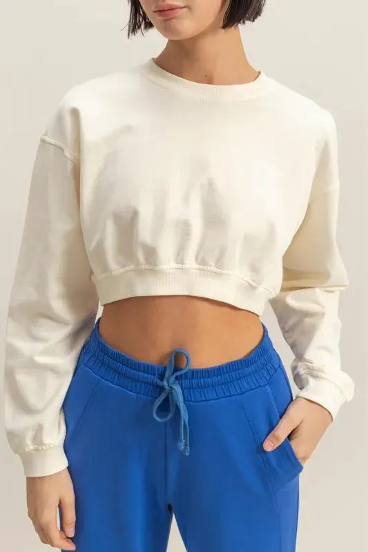 HYFVE Crew Neck Long Sleeve Crop Sweatshirt by HYFVE