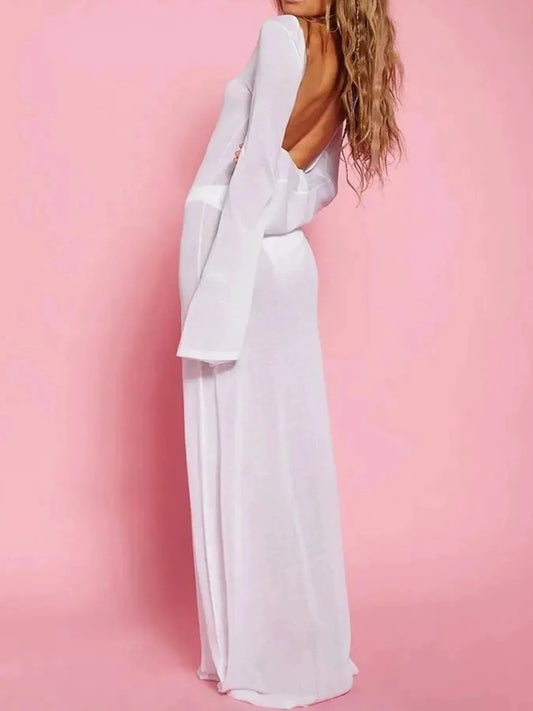 Backless Long Sleeve Maxi Cover-Up by Partner Labels