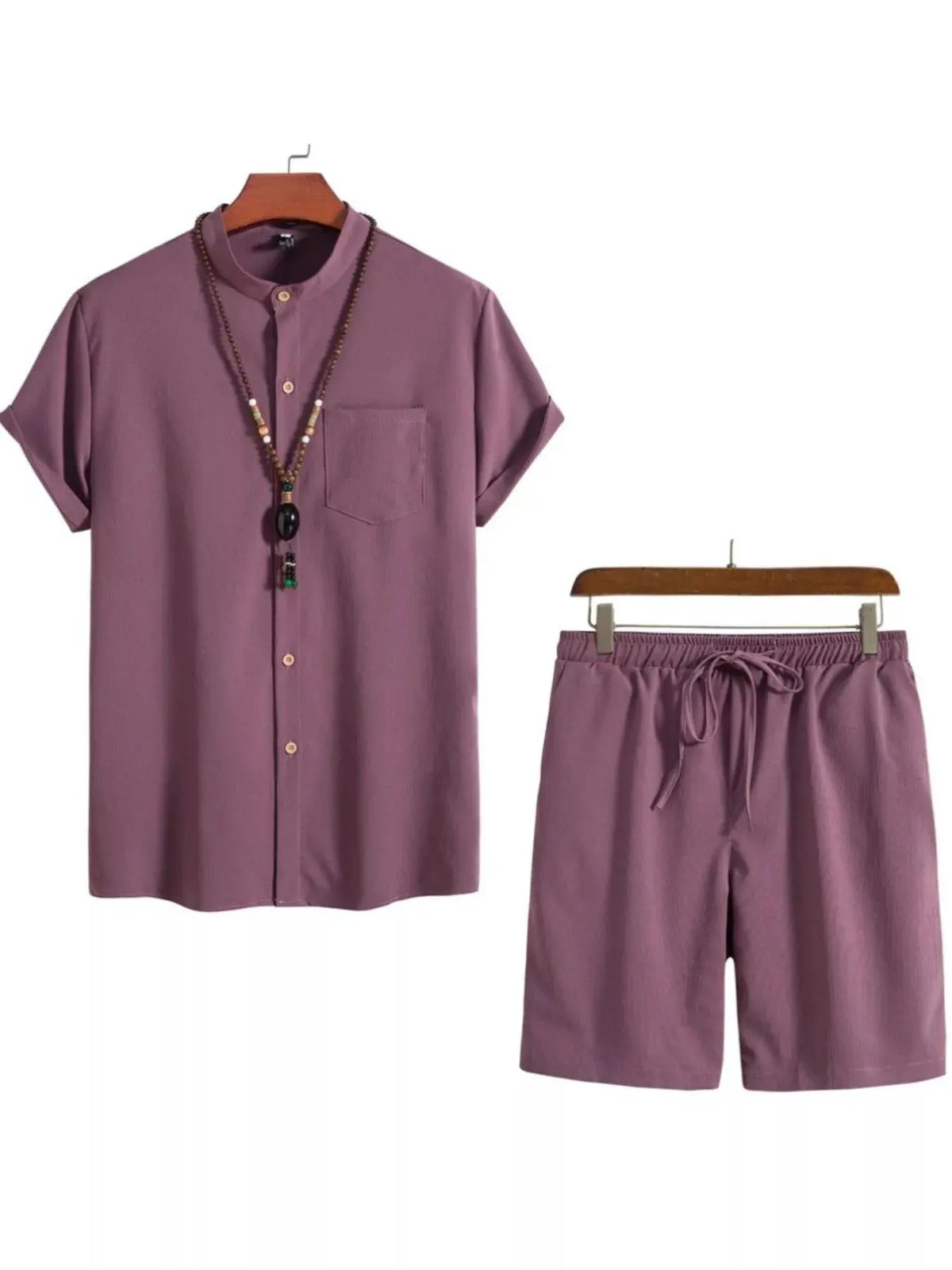 Men's Plus Size Casual Short Sleeve Shirt and Shorts Set by Trendsi
