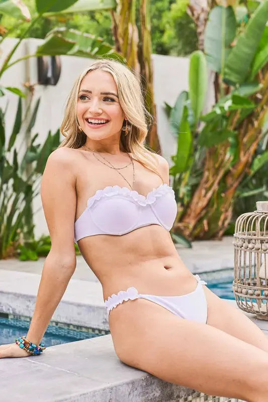 And The Why Frill Trim Bandeau Bikini Swim Set by Partner Labels