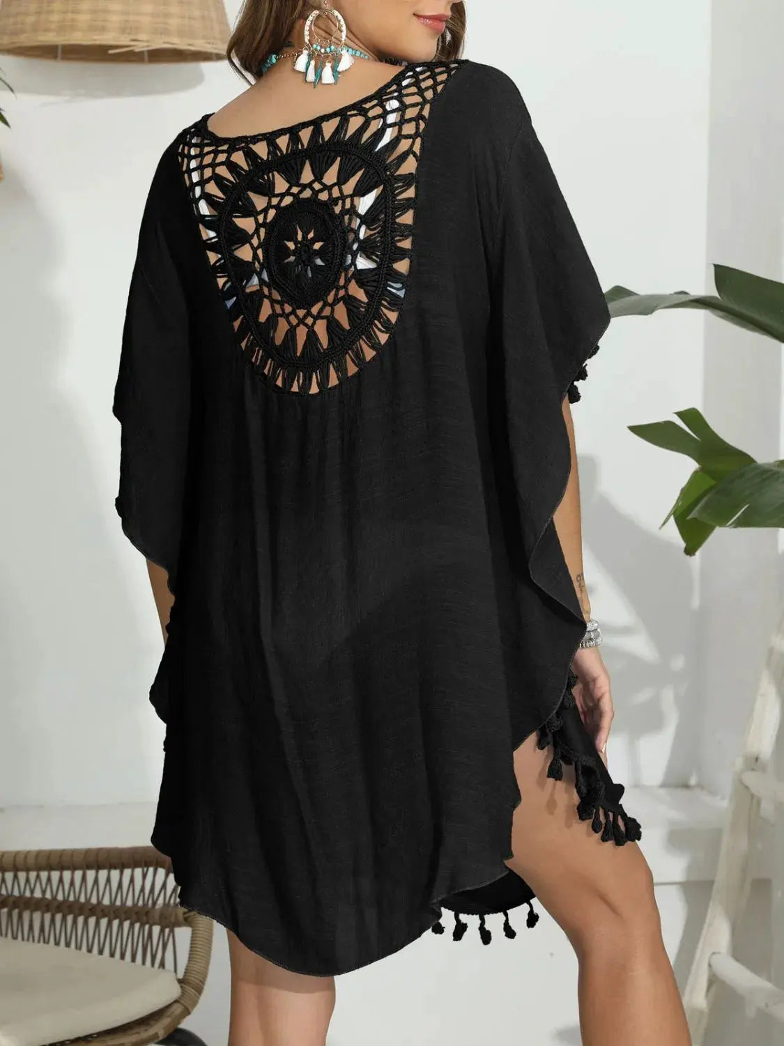 Tassel Crochet Round Neck Cover-Up by Partner Labels