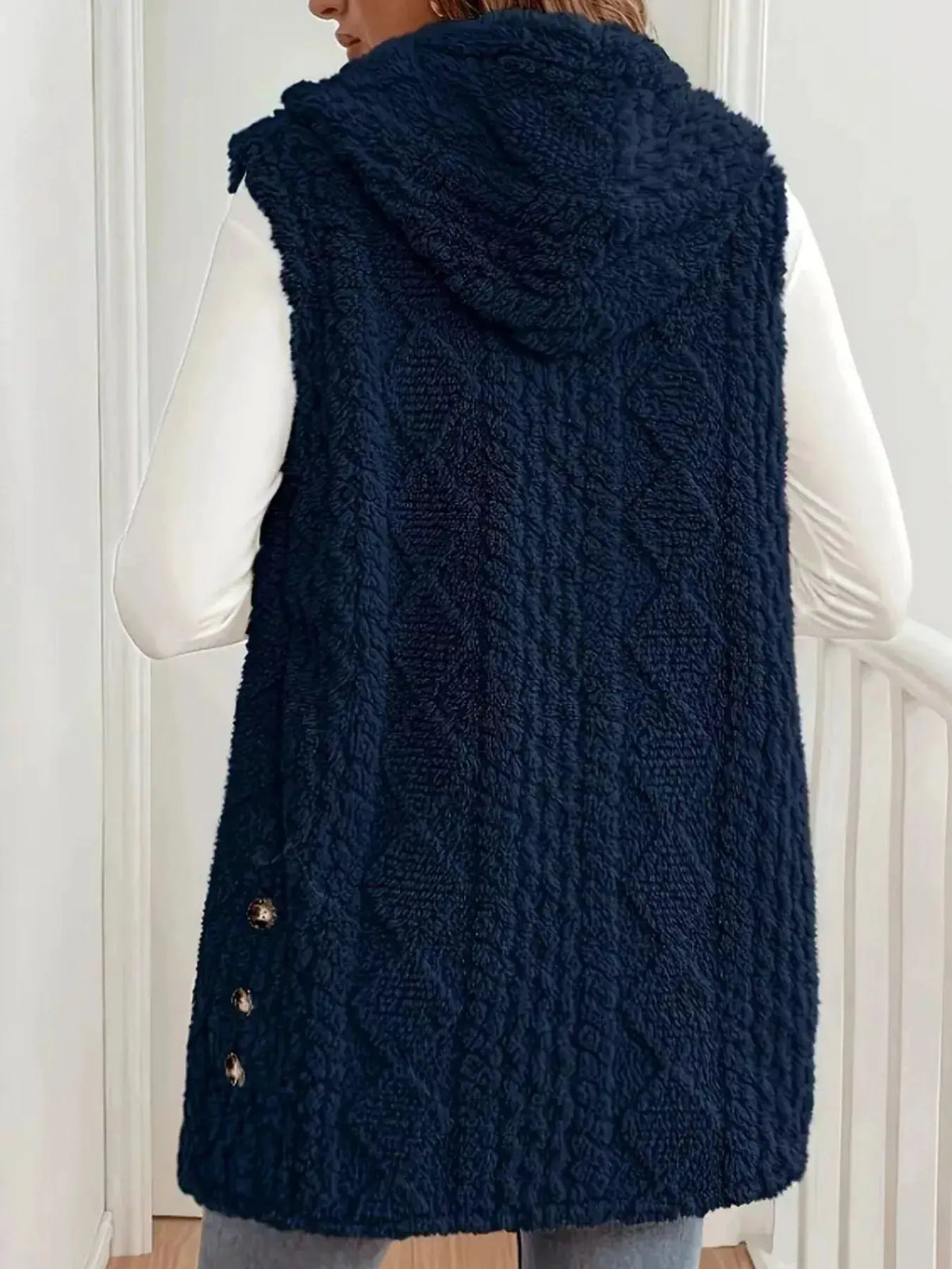 Button‑Down Sherpa Hooded Vest Coat | Partner Labels Selection by Partner Label