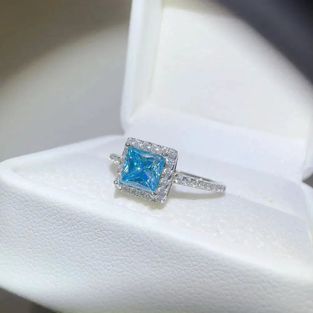2 Carat Moissanite 925 Sterling Silver Square Shape Ring by Partner Label