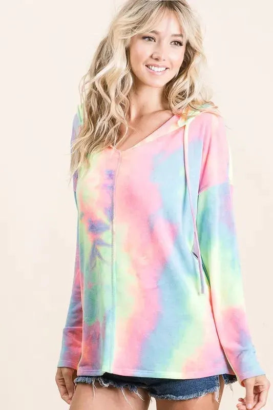 BiBi Tie Dye Terry Long Sleeve Hoodie by BiBi