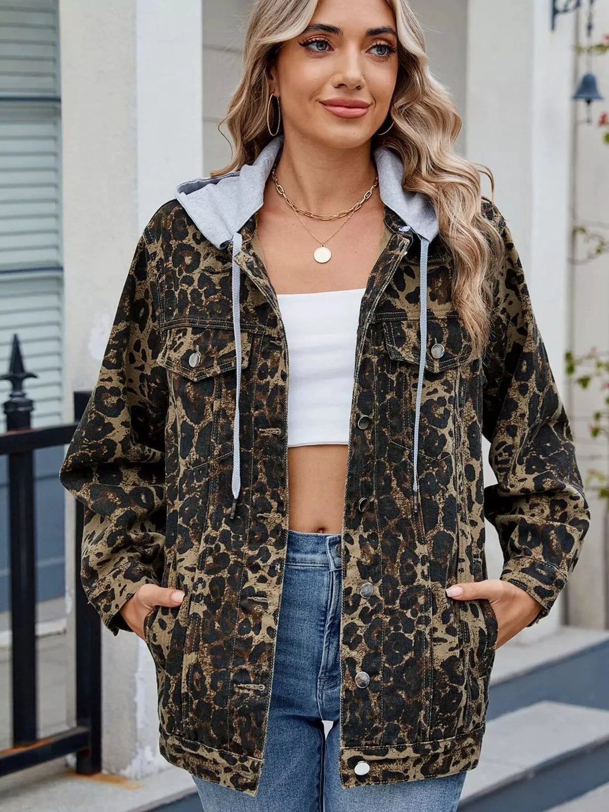 Button Up Long Sleeve Denim Jacket by Partner Label