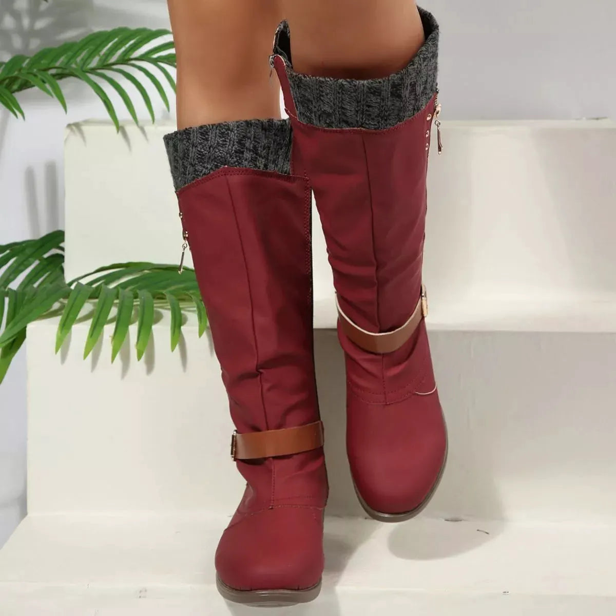 Round Toe Block Heels Boots by Partner Label