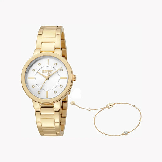 Esprit Women's Gold Stainless Steel Watch, Silver Dial | ES1L246M0065 by ESPRIT
