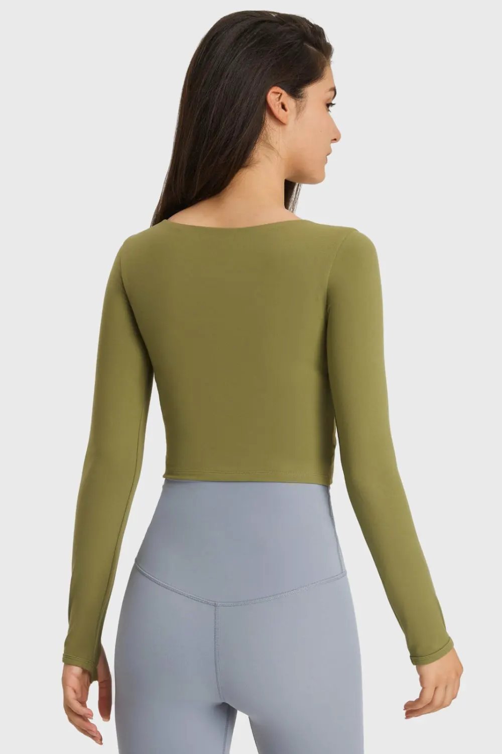 Millennia Cutout Long Sleeve Cropped Sports Top by Millennia