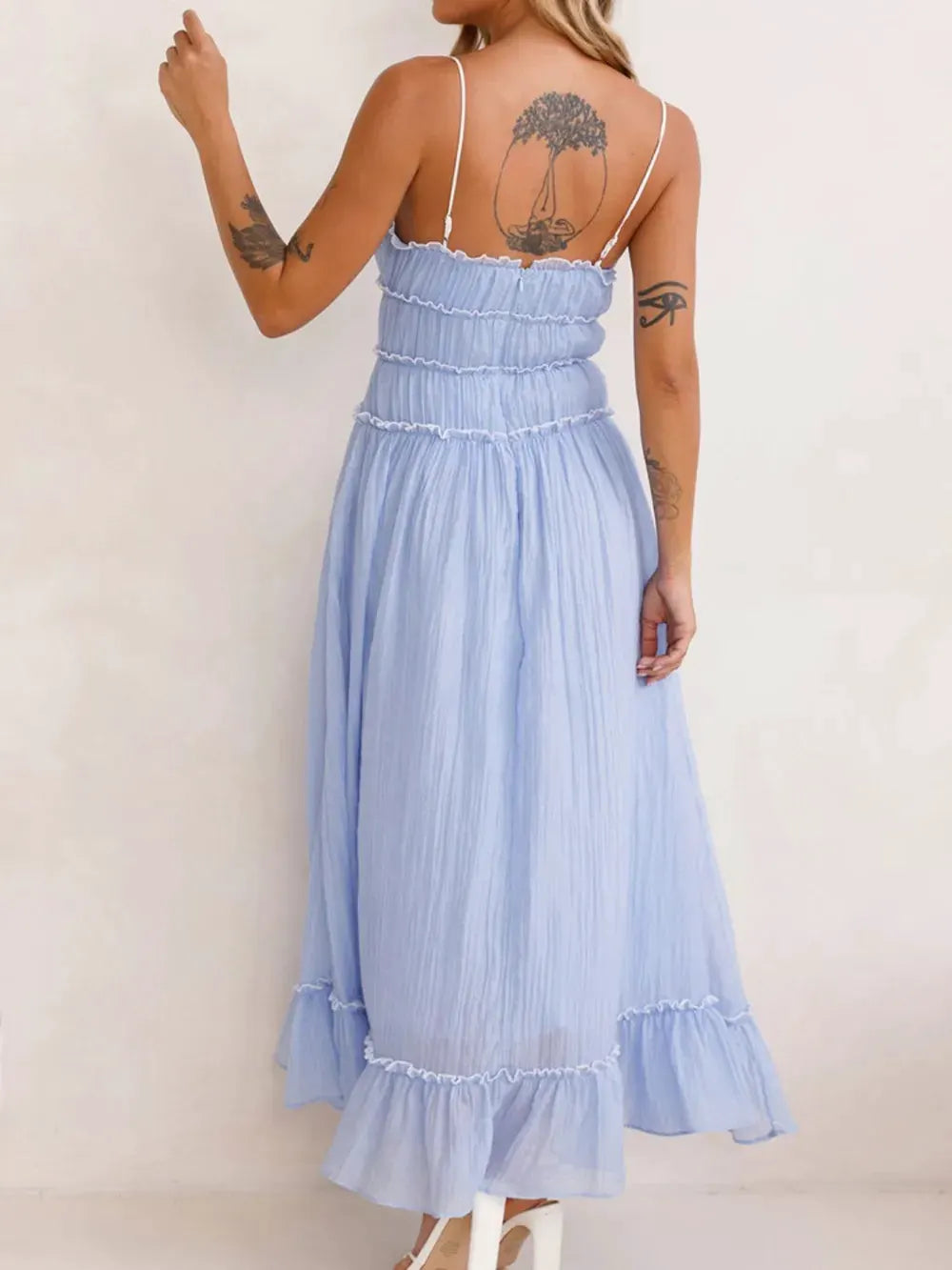 Devine Frill Ruffled Hem Midi Cami Dress by Devine