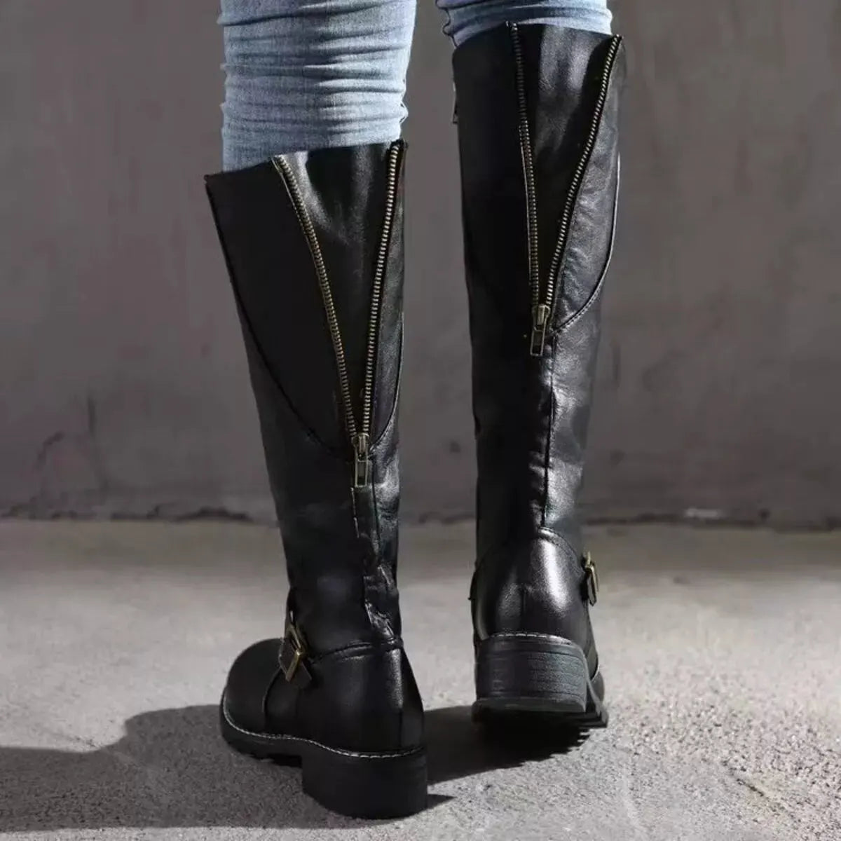 Round Toe Block Heels Boots by Partner Label