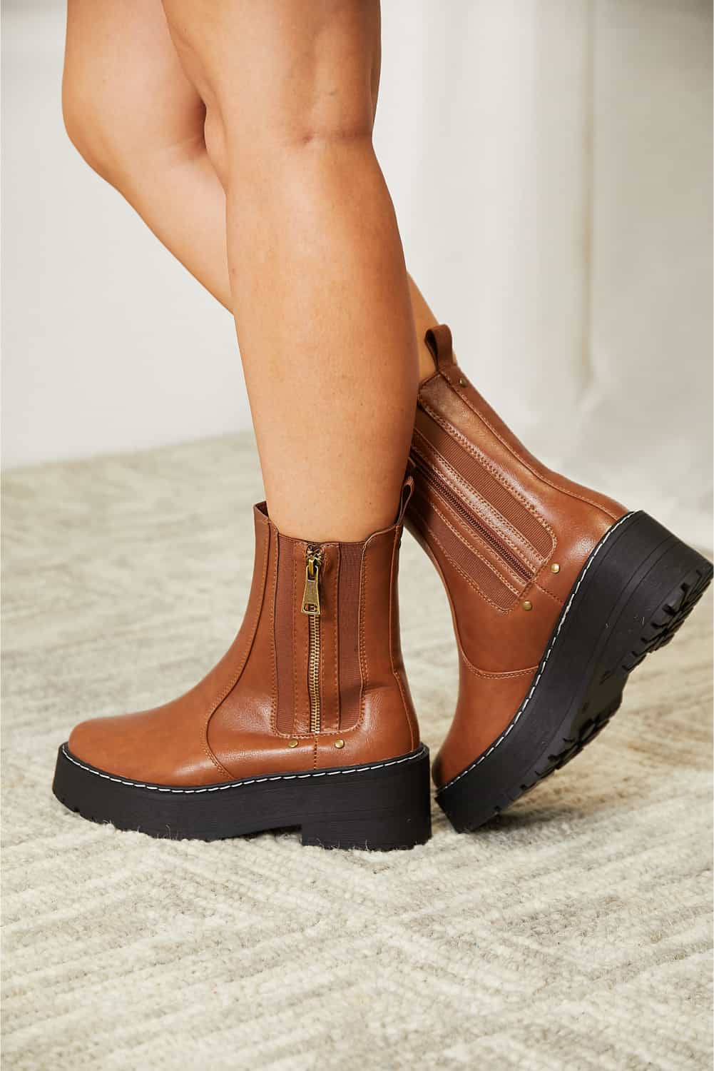 Forever Link Side Zip Platform Boots by Forever Link