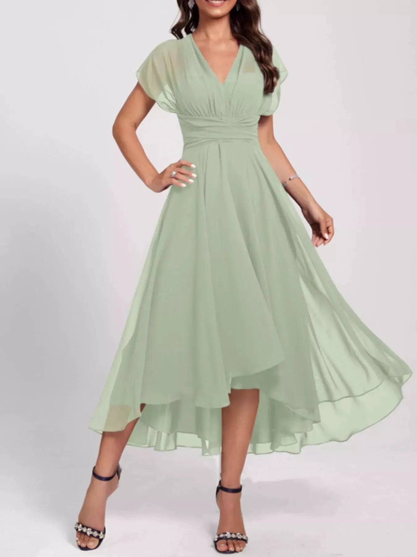 Ruched A-Line Midi Dress by Partner Label