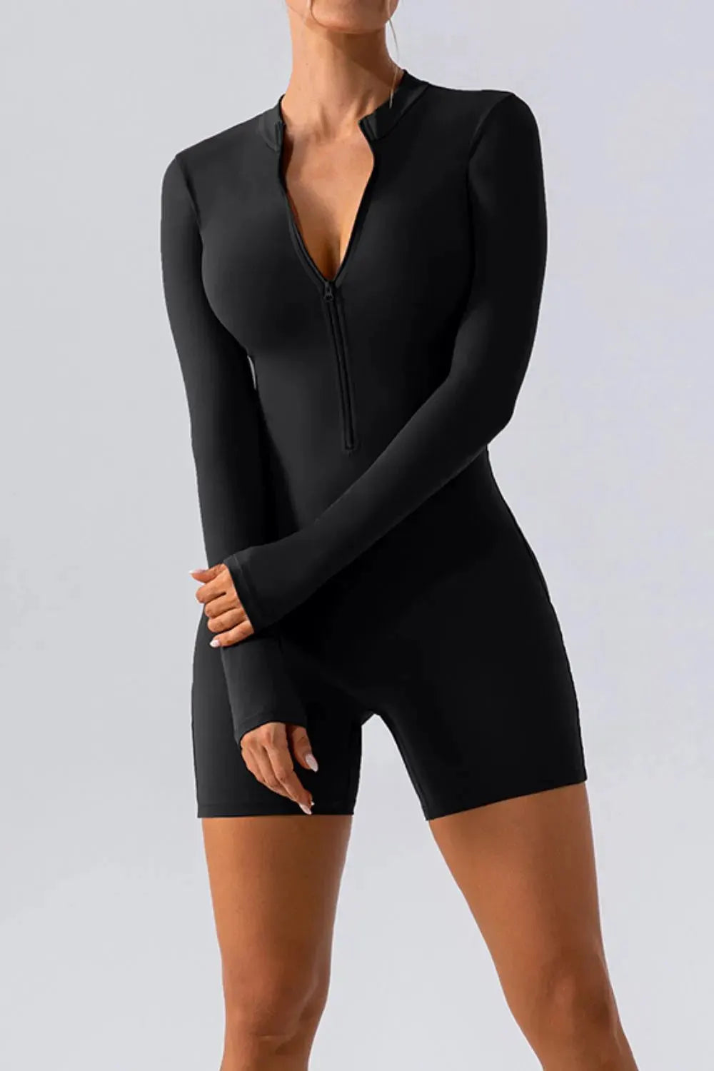 Half Zip Long Sleeve Active Romper by Partner Label