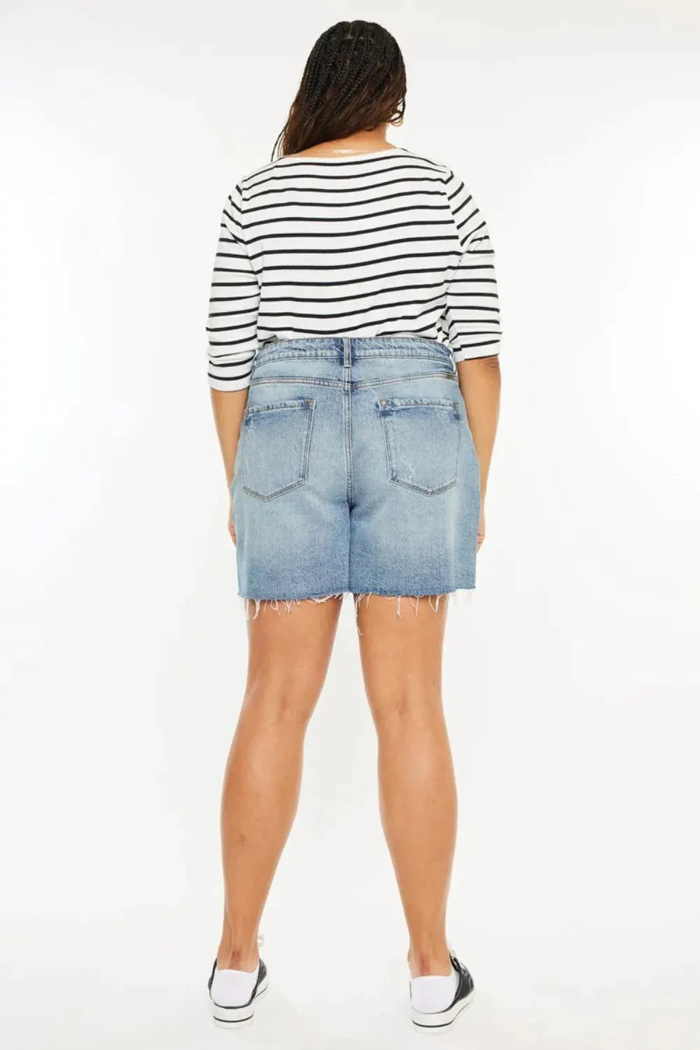 Kancan Full Size Raw Hem High Waist Denim Shorts by Kancan