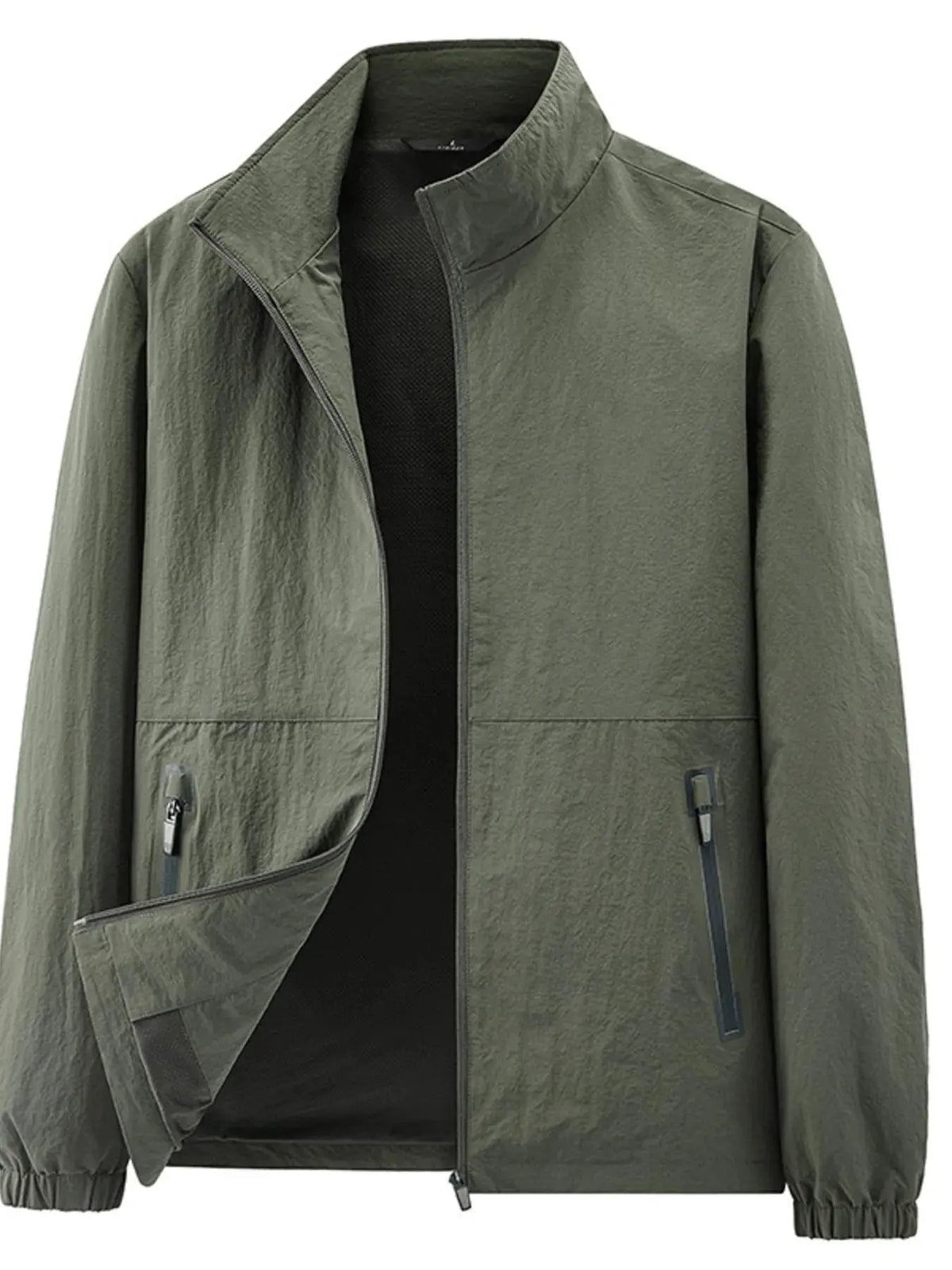 Men's Plus Size Zip Up Long Sleeve Jacket by Trendsi