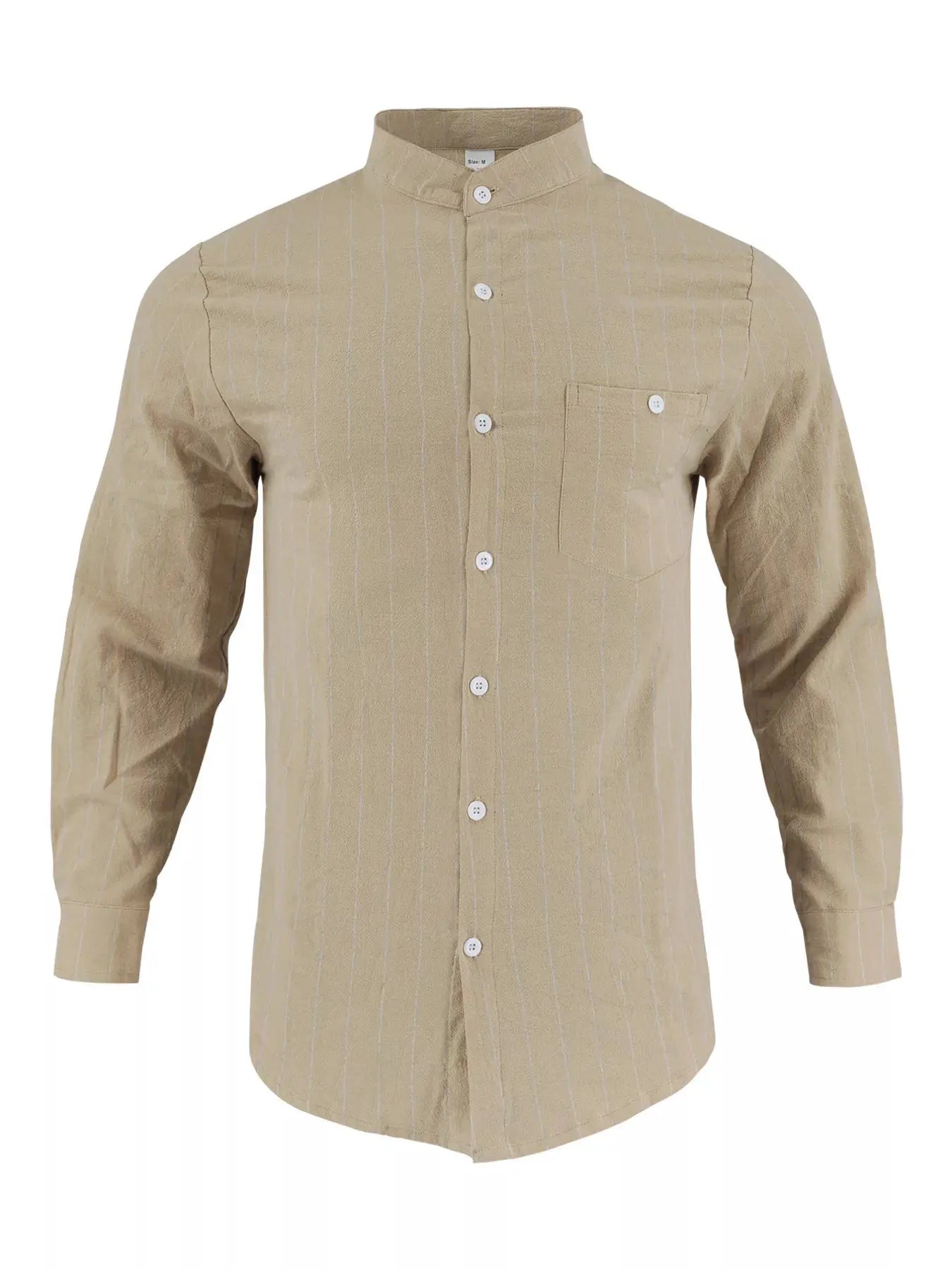 Men's Full Size Striped Button Up Shirt Plus Size by Trendsi