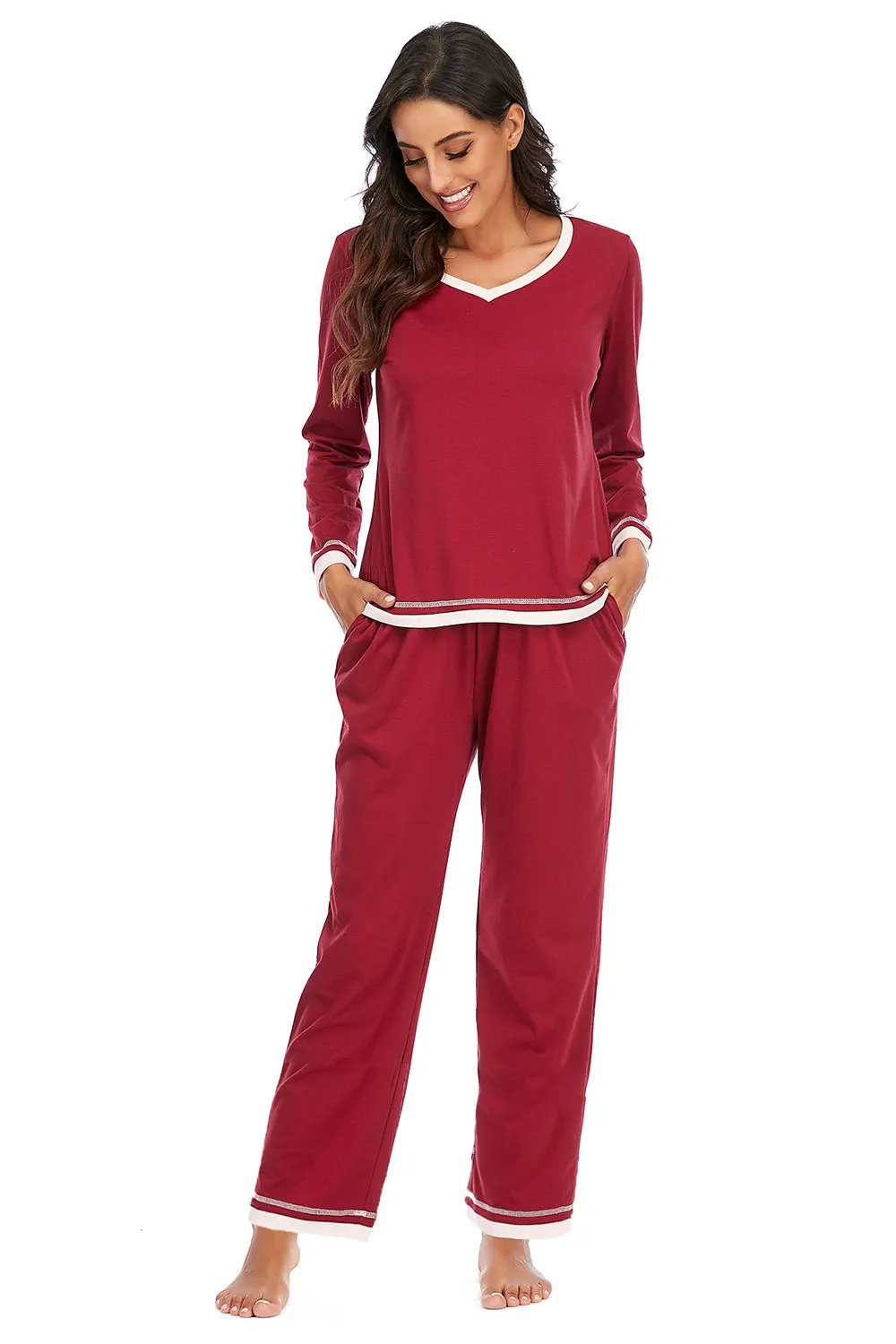 V-Neck Top and Pants Lounge Set by Partner Label