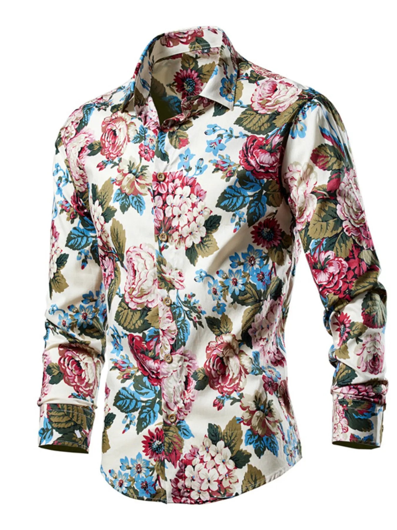 Men's Plus Size Tropical Leaf Print Button-Down Shirt by Trendsi