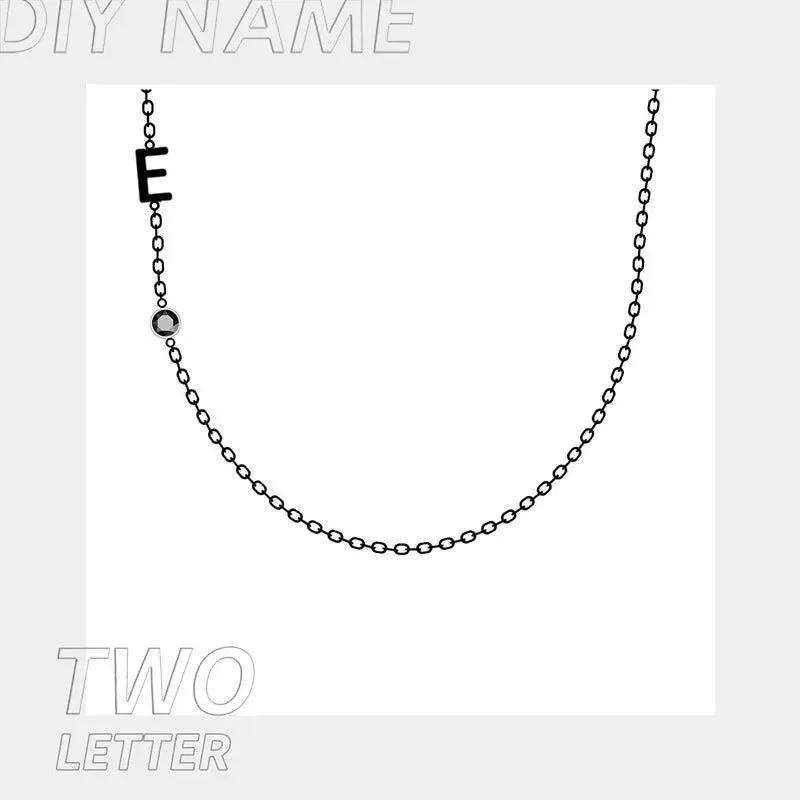 Stainless Steel 26 English Letter Name Necklace by Maiden-Art