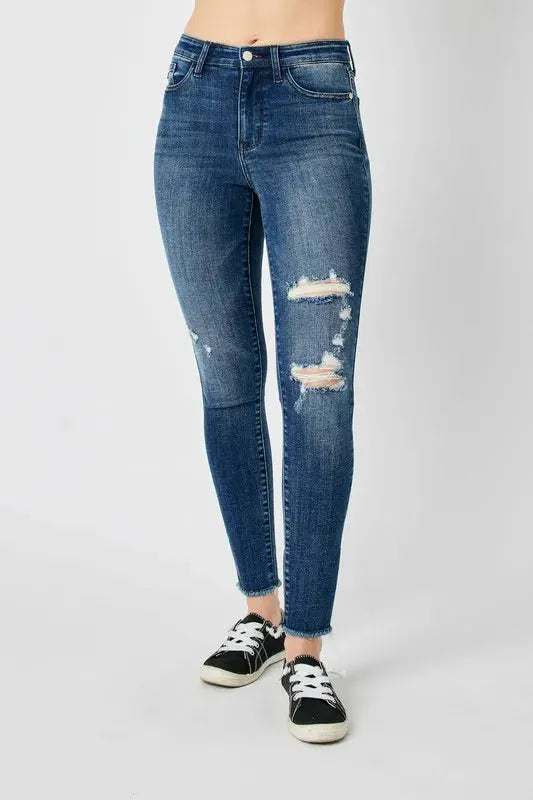 Judy Blue Full Size High Waist Distressed Skinny Jeans by Judy Blue