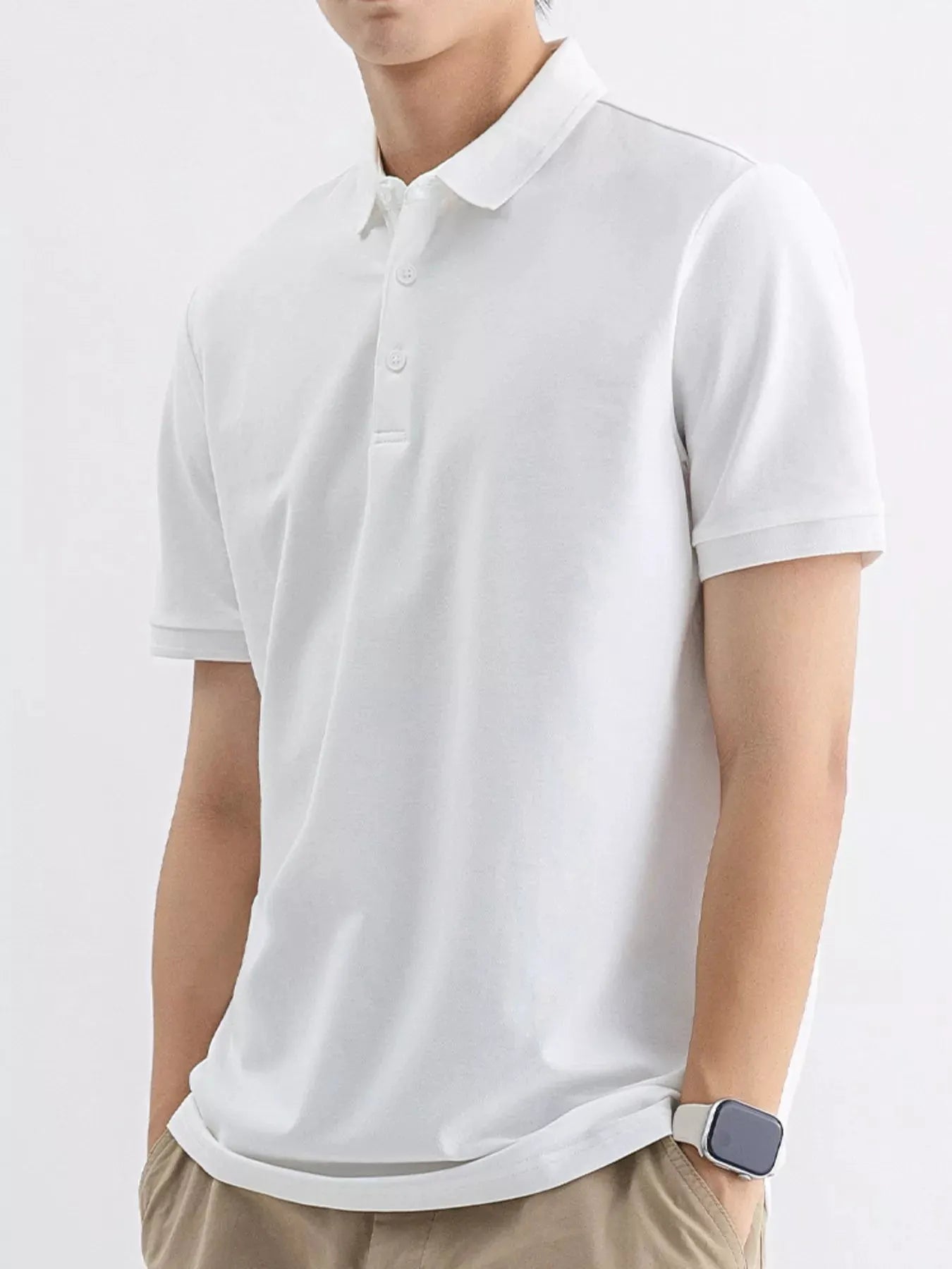 Men's Plus Size Solid Color Short Sleeve Polo by Trendsi