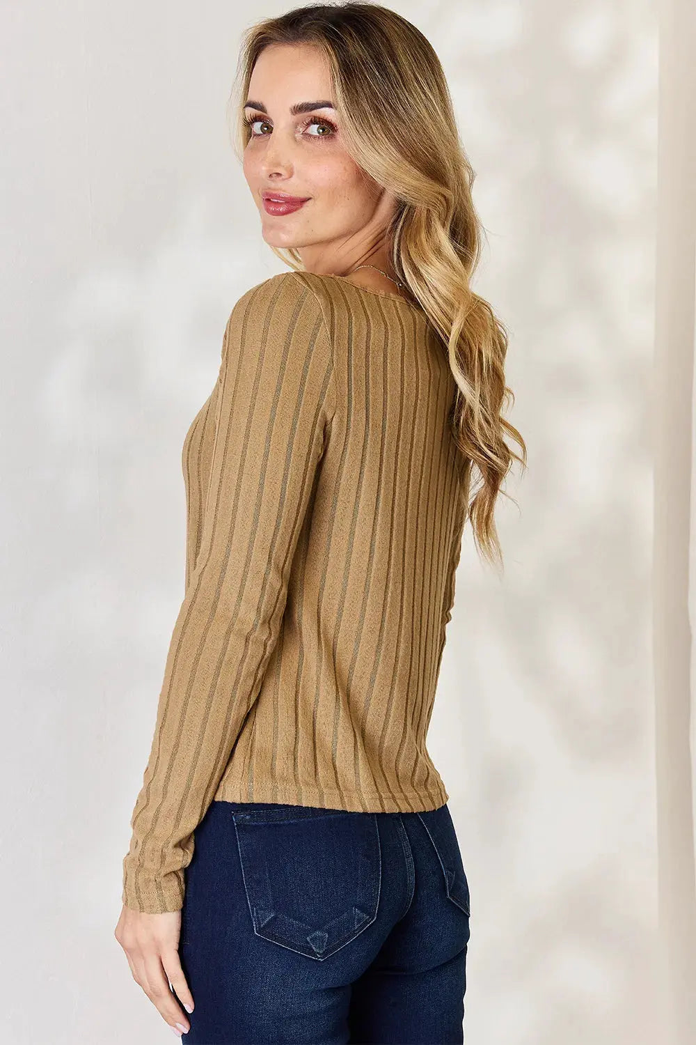 Basic Bae Full Size Ribbed Long Sleeve T‑Shirt | Partner Labels Selection by Partner Label