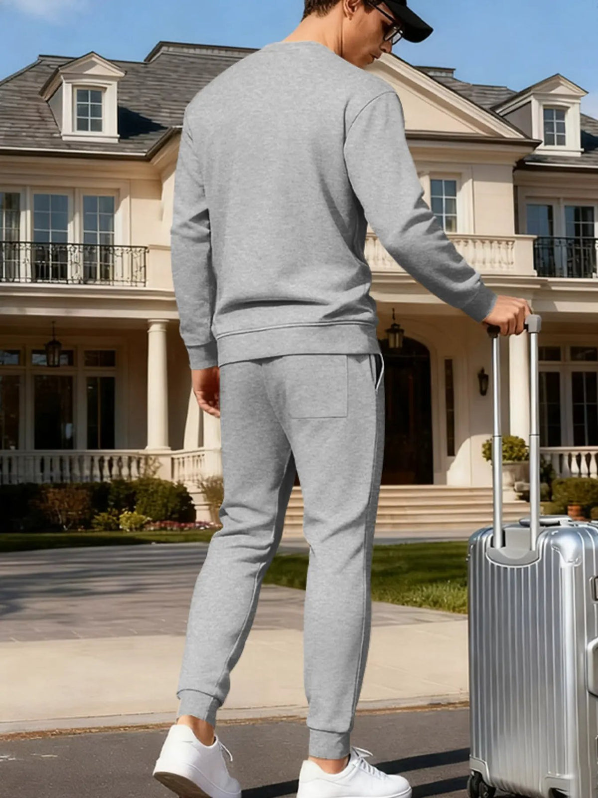 Men's Full Size Round Neck Sweatshirt and Jogger Set Plus Size by Trendsi