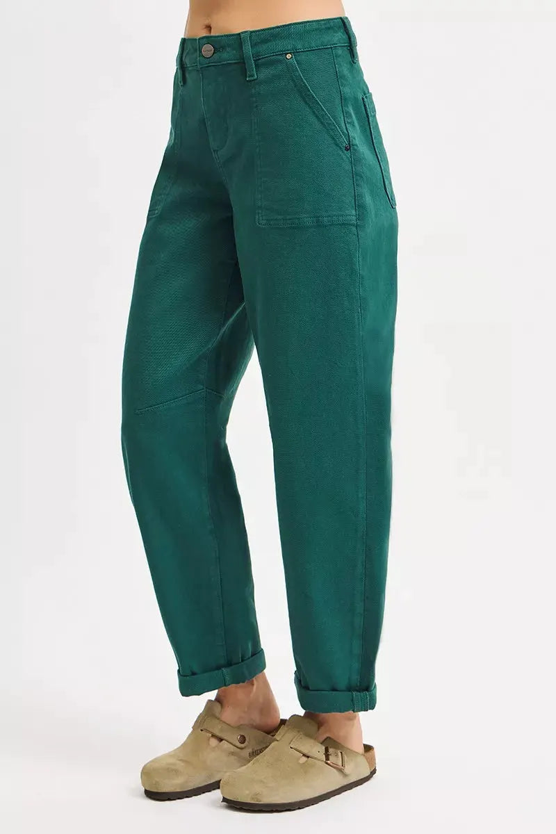 RISEN High Rise Ankle Cuffed Barrel Pants by RISEN