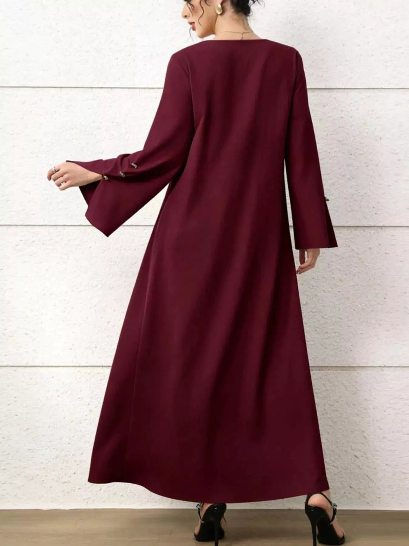 Square Neck Flare Sleeve Maxi Dress by Partner Label