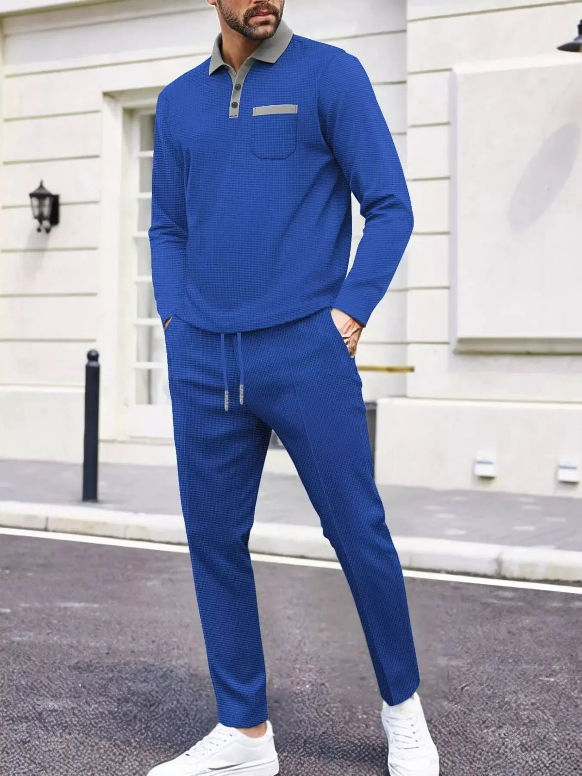 Men's Full Size Long Sleeve Top and Pants Set Plus Size by Trendsi
