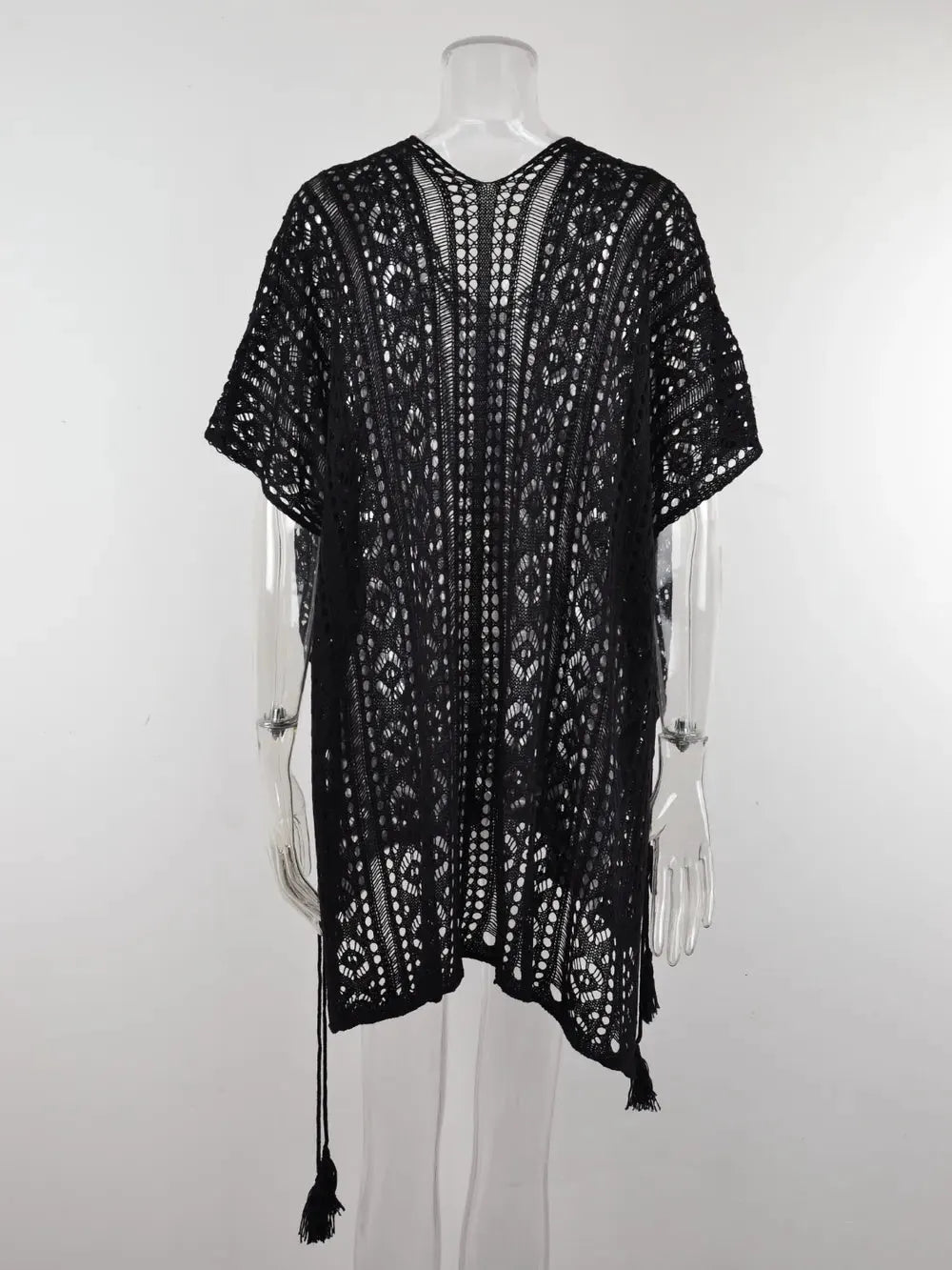 Angel Wings Cutout V-Neck Cover-Up with Tassel by Partner Labels