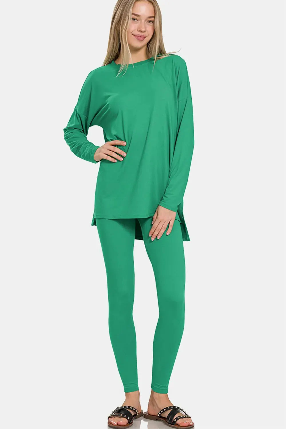 Zenana Full Size Brushed Microfiber Top and Leggings Lounge Set by Zenana
