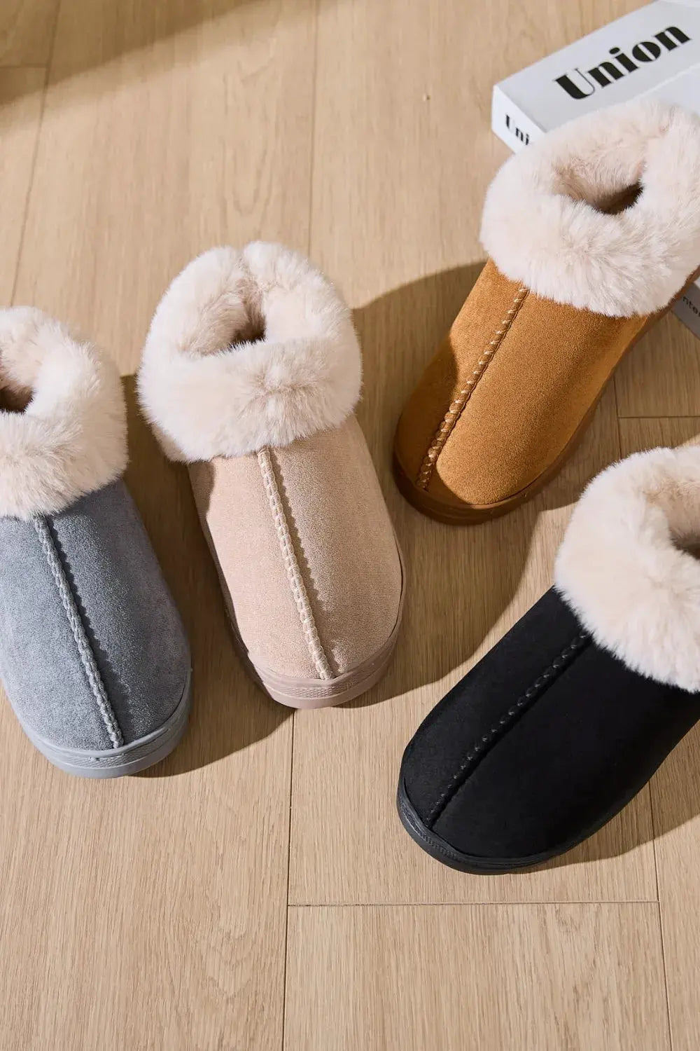 Faux Fur Round Toe Platform Slippers by Partner Label