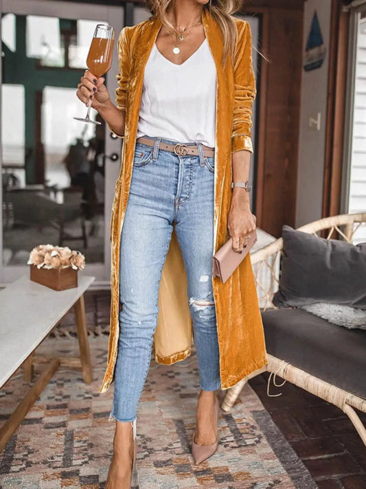 Open Front Long Sleeve Longline Cardigan by Partner Label