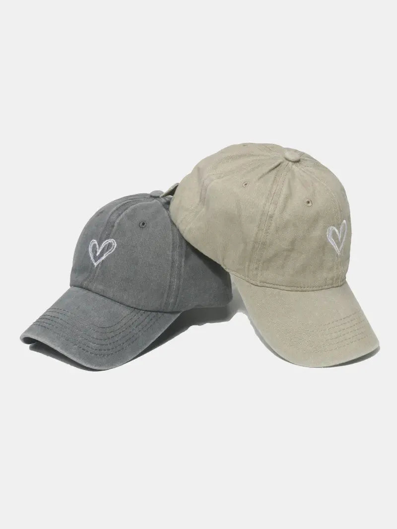 Embroidered Heart Washed Cotton Baseball Cap by Partner Label
