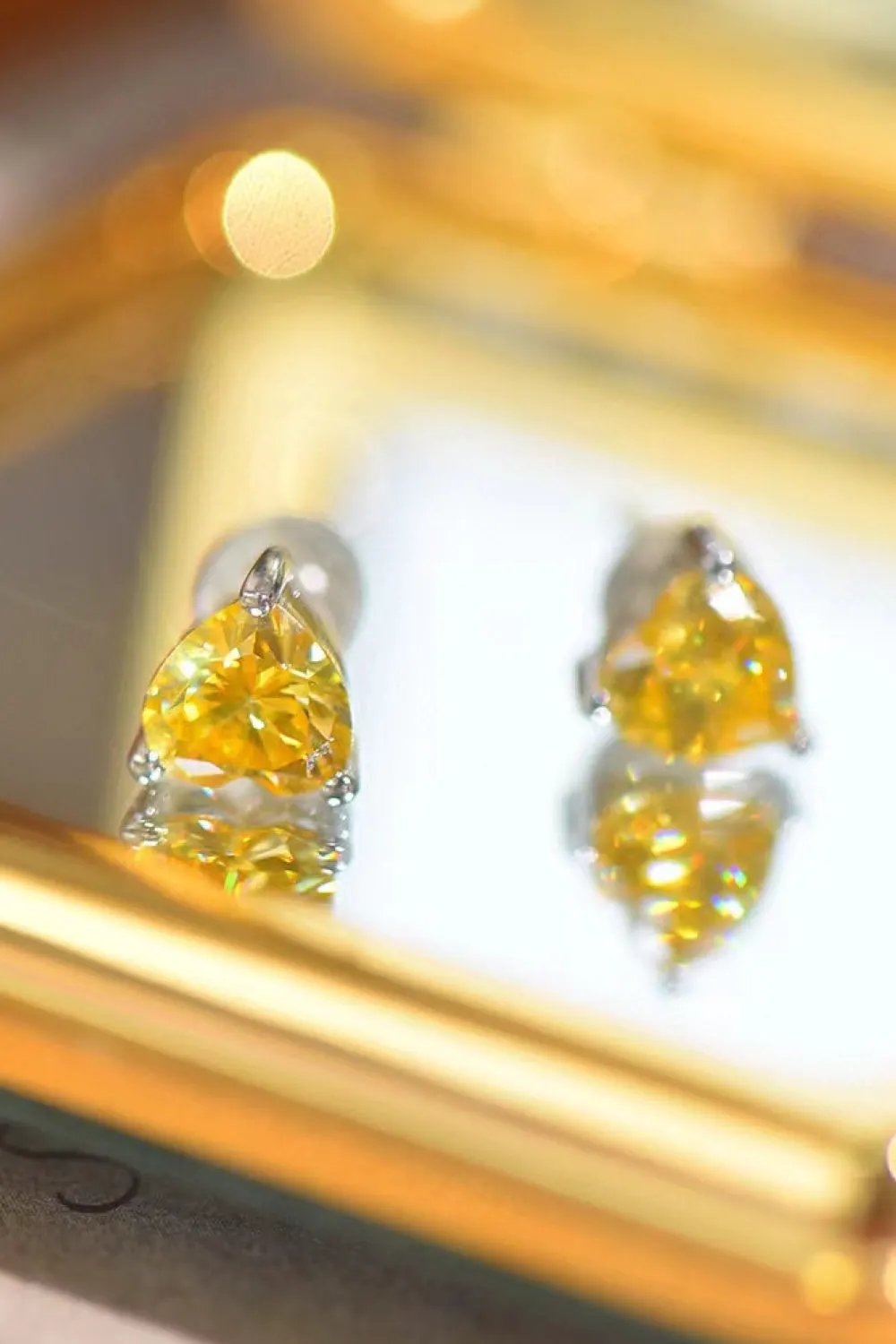 2 Carat Yellow Heart Moissanite Platinum-Plated Earrings by Partner Label