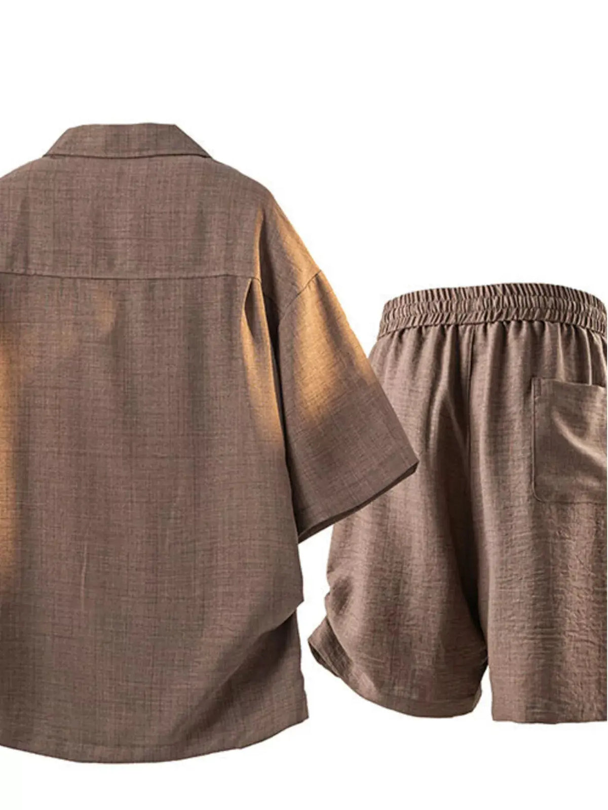 Men's Full Size Button Up Short Sleeve Shirt and Shorts Plus Size by Trendsi