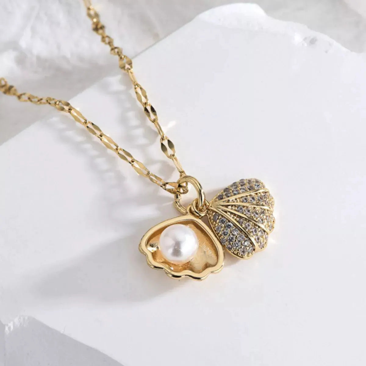 18K Gold-Plated Pearl Shell Necklace by Partner Labels